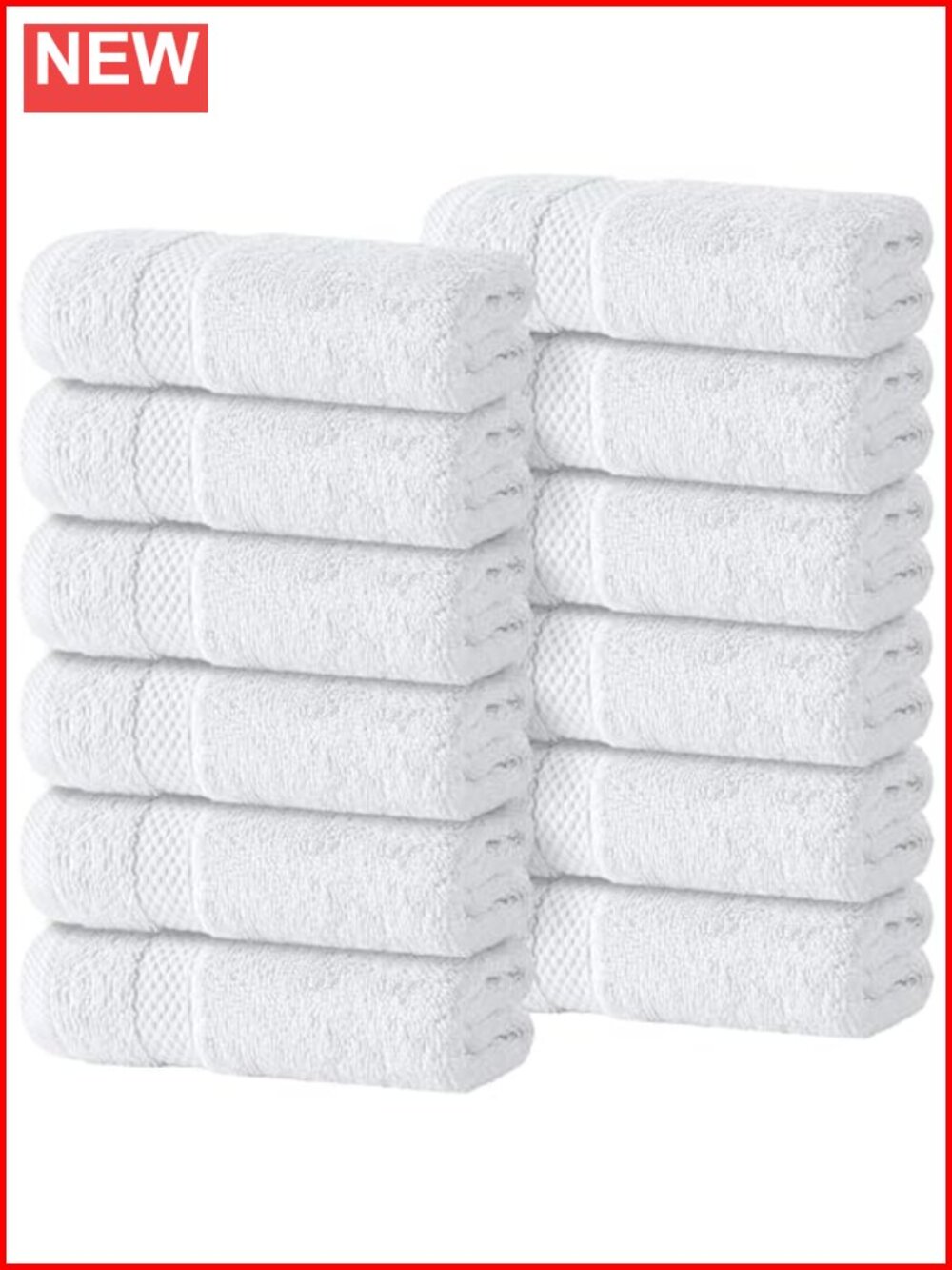 Luxury Turkish Cotton Washcloths 13x13 Inch 650 GSM 12 Pack Hotel Spa Bath